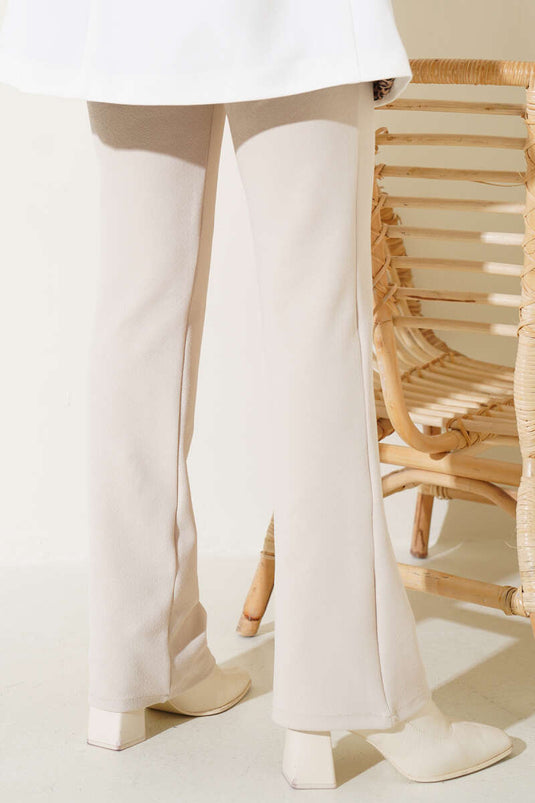 Bundfaltenhose mit Klettverschluss Creme