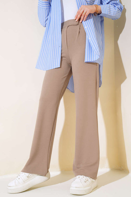 Velcro Single Pleat Pants Beige