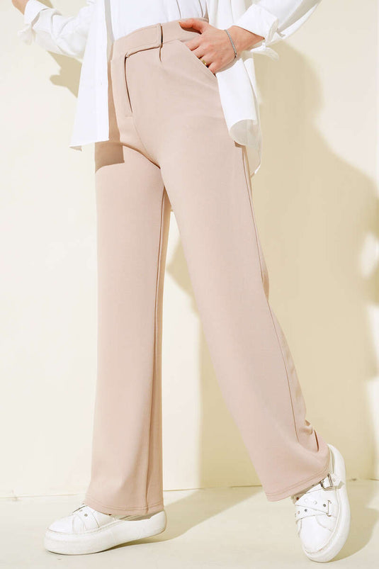 Pantalon Velcro Simple Pli Beige