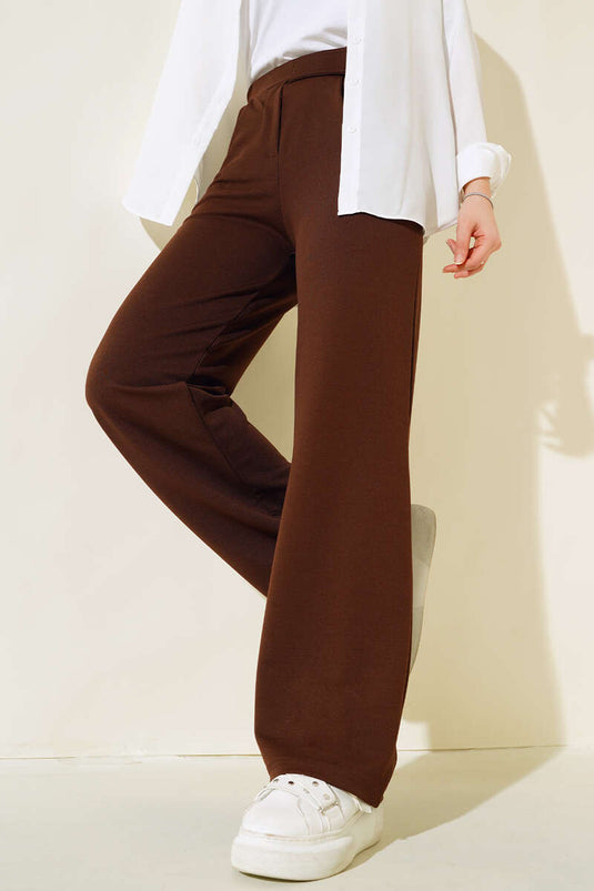 Pantalon Velcro Simple Pli Marron