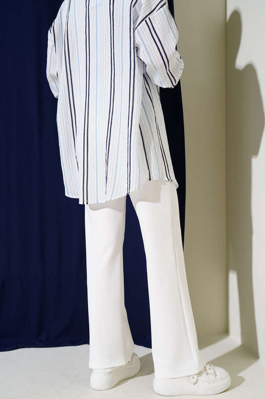 Pantalon palazzo blanc à scratch