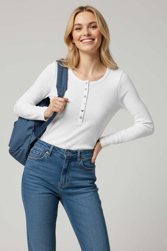 Chemisier blanc à boutons-pression