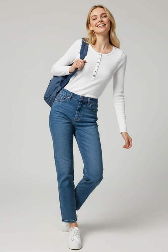 Chemisier blanc à boutons-pression