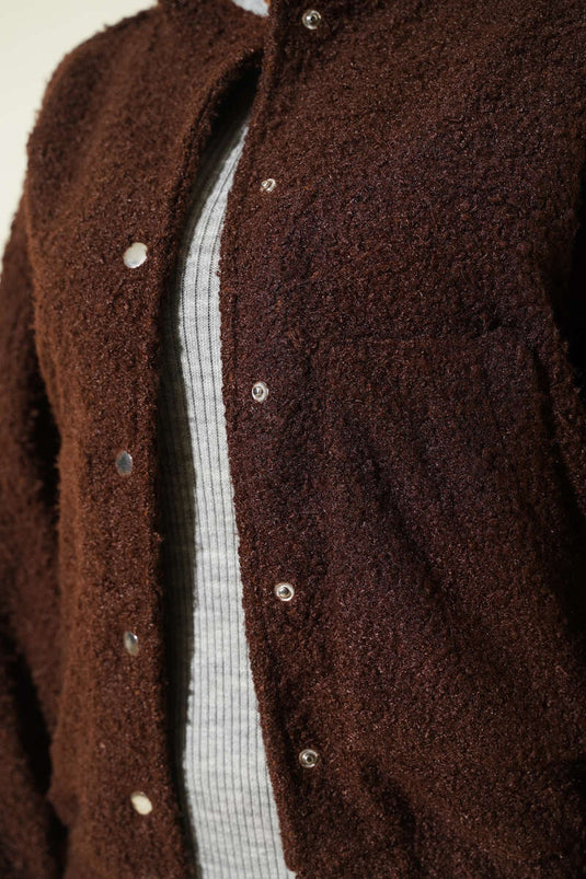 Çıtçıtlı Buklet Cepli Ceket Kahve