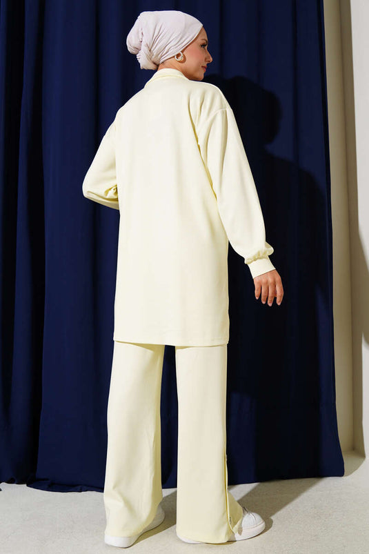 Snap-On Shirt Collar Two-Piece Suit Yellow