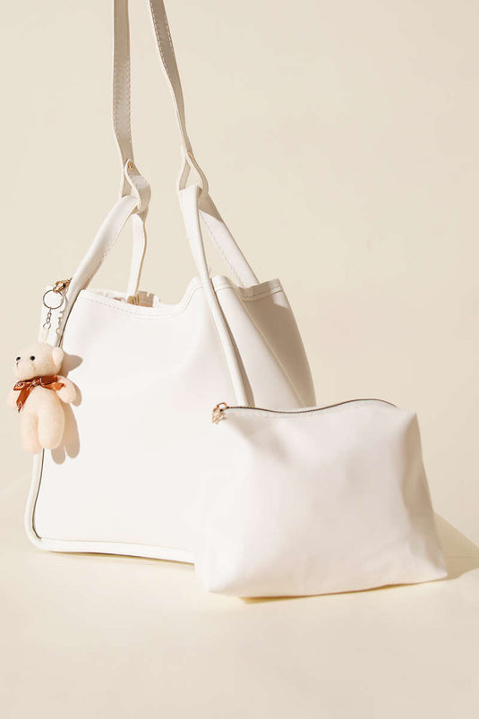 Trousse de maquillage à bouton-pression pour femme, blanche