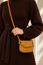 Sac À Main Mini En Daim Jaune À Pressions