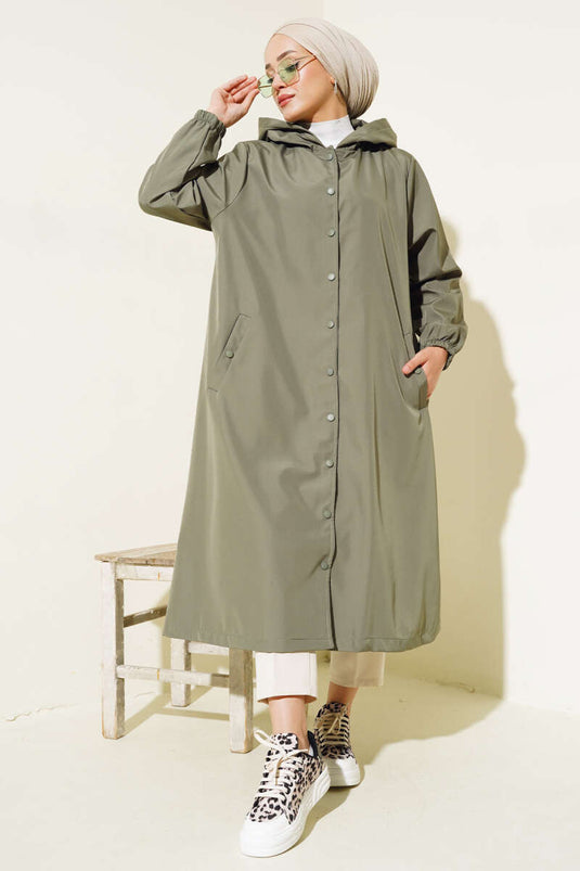 Trenchcoat mit Druckknopfverschluss Khaki