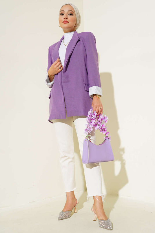 Veste Blazer Doublée Rayée Lilas