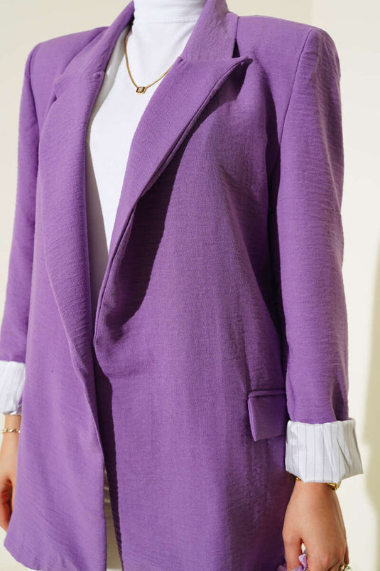 Veste Blazer Doublée Rayée Lilas