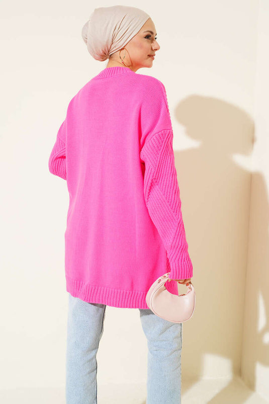 Çizgi Baklava Desen Triko Tunik Fuji