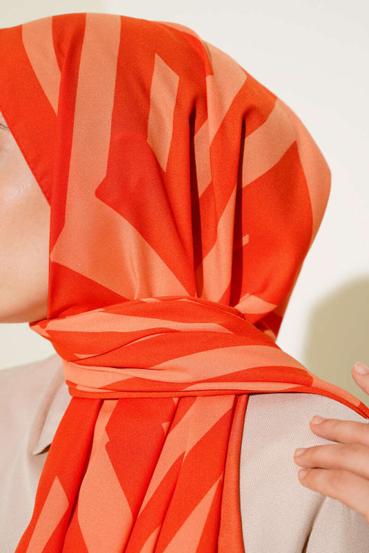 Line Pattern Medina Scarf Orange