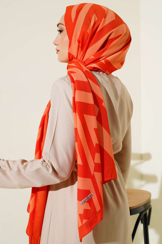 Line Pattern Medina Scarf Orange