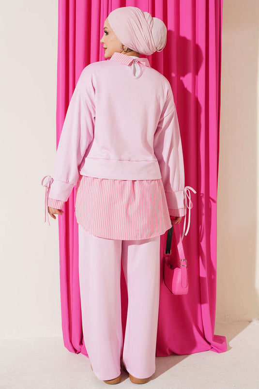 Gestreiftes Strick-Set In Pink