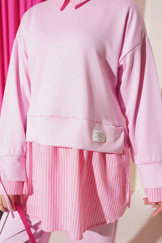 Gestreiftes Strick-Set In Pink