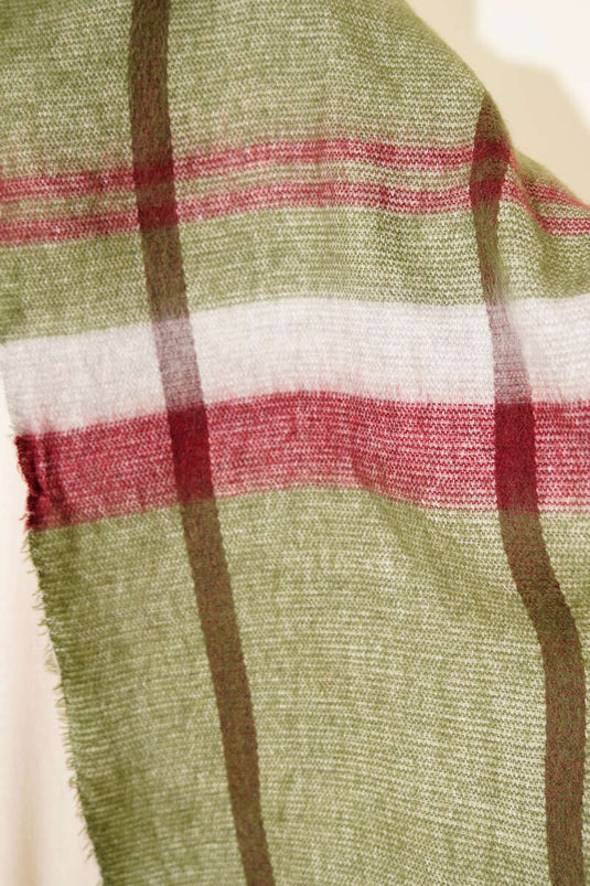 Çizgi Detaylı Omuz Şalı Haki