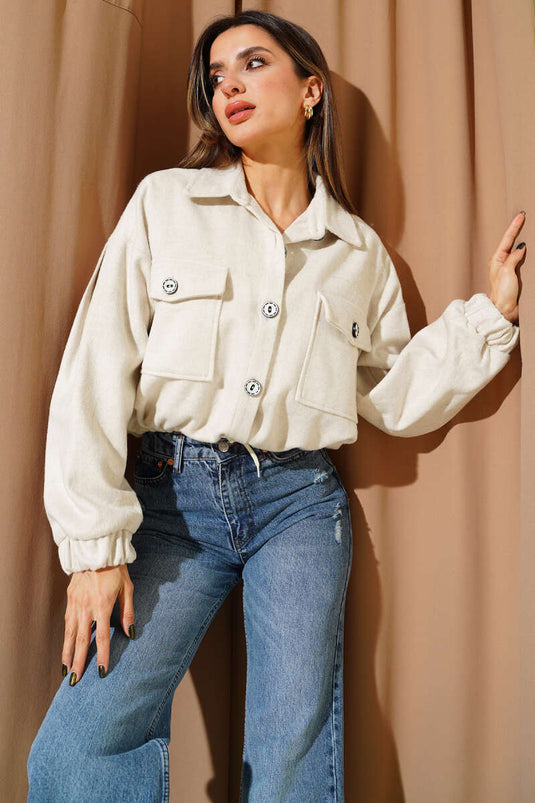 جاكيت من الكشمير مزين بأزرار مخططة وحجر