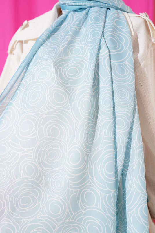 شال ناعم بنقشة وردة مخططة بلون النعناع