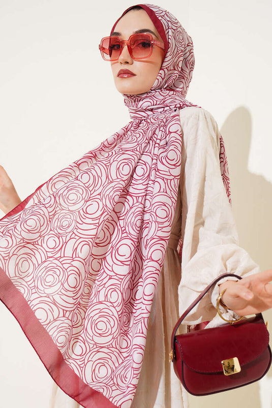 شال ناعم بنقشة وردة مخططة