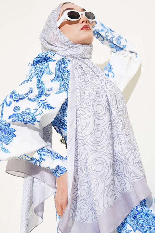 Striped Rose Pattern Soft Shawl Stone