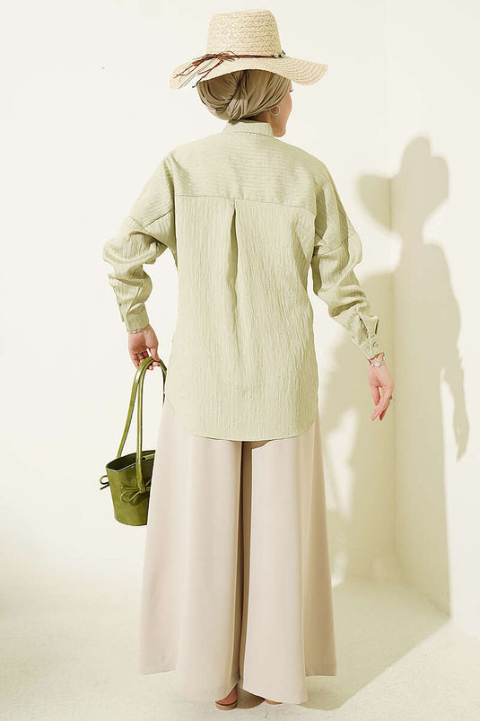 Chemise Basic À Relief Rayé Menthe