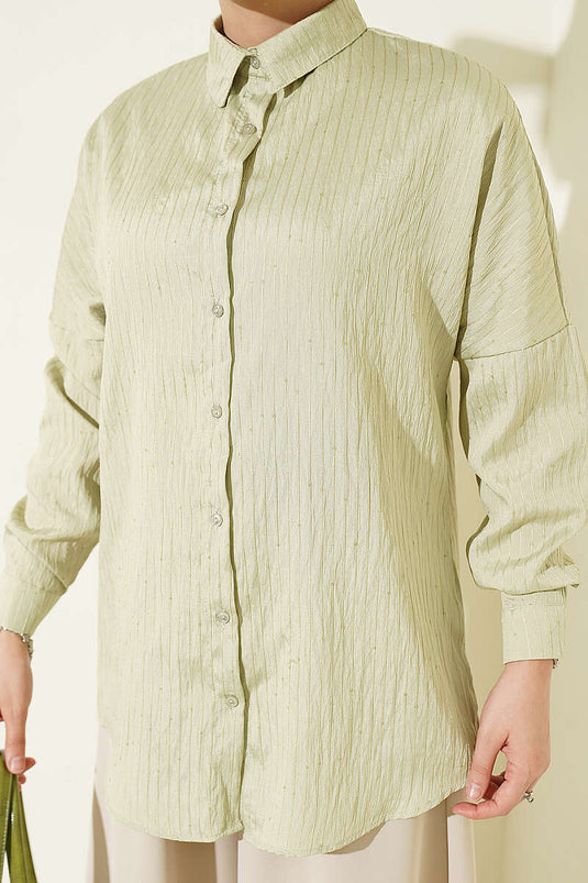 Chemise Basic À Relief Rayé Menthe