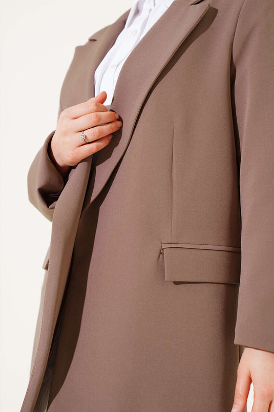 Veste Blazer Doublée Rayée Camel