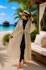 Pareo Long À Taille Ajustable Rayé Jaune