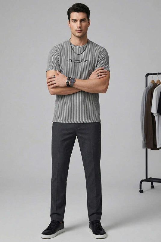 Striped Crew Neck T-shirt Black