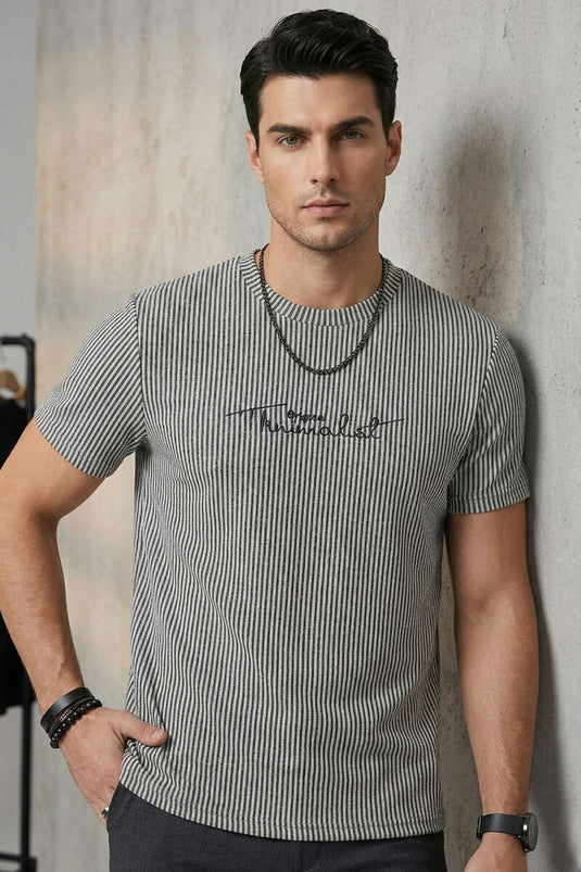 Striped Crew Neck T-shirt Black