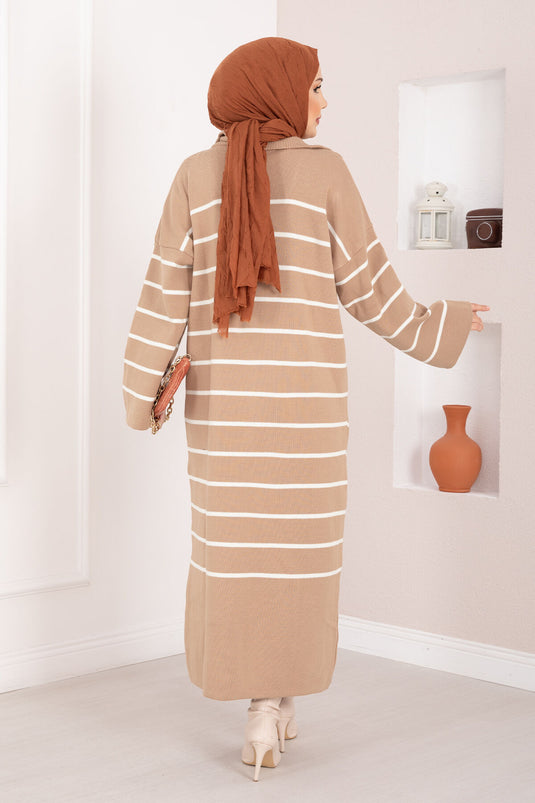 Robe en maille à col roulé rayée DIX