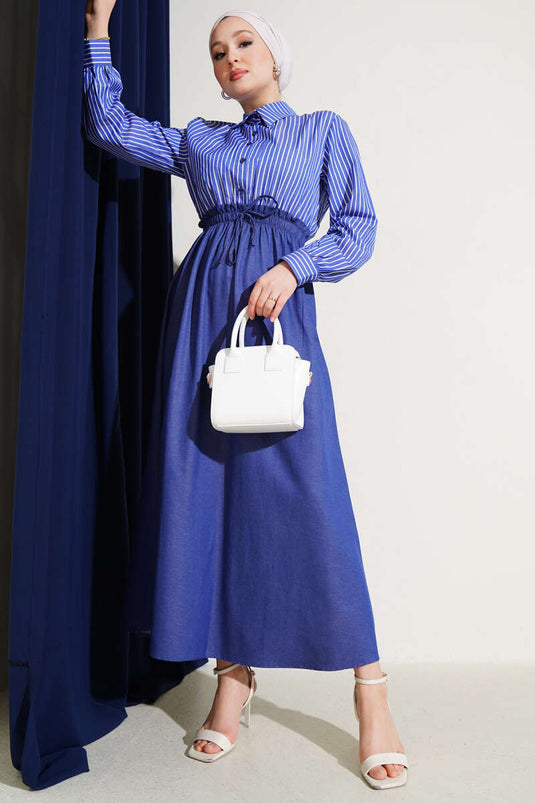 Gestreiftes Hemd Garnish Kleid Marineblau