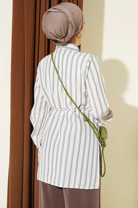 Chemise Rayée Avec Détail À Nœud En Vert