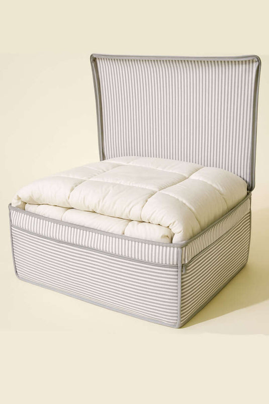 Striped Lid Box Storage Bag Gray