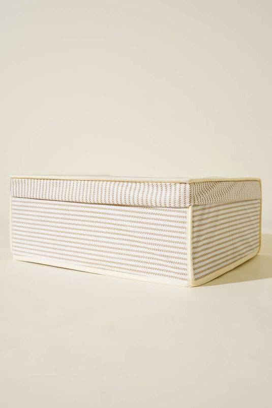 Striped Lid Box Storage Bag Cream