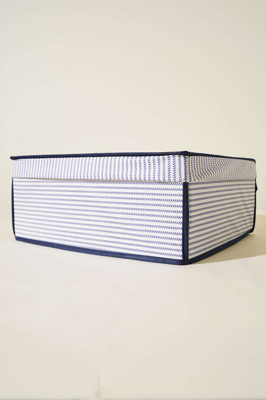 Gestreepte dekseldoos opbergtas marineblauw