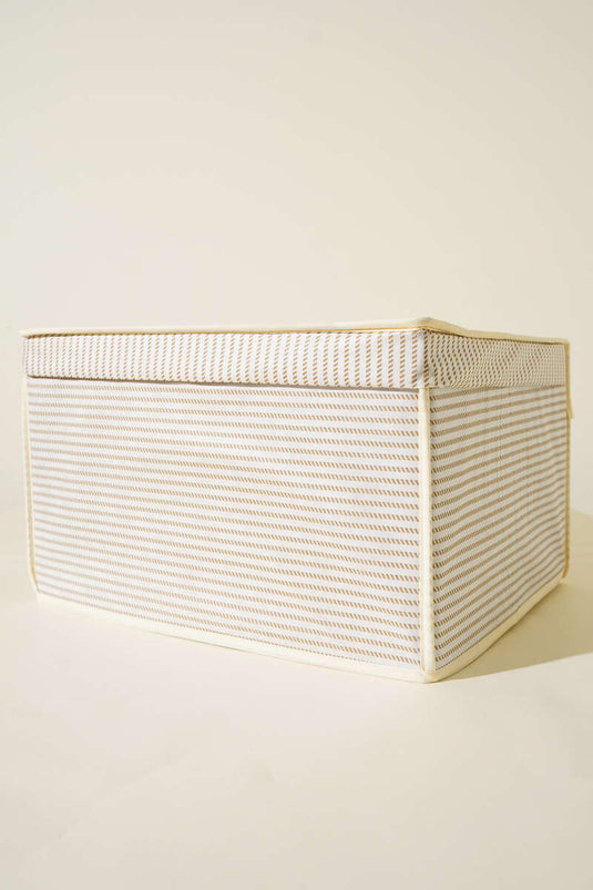 Çizgili Kapaklı Maxi Kutu Hurç Krem