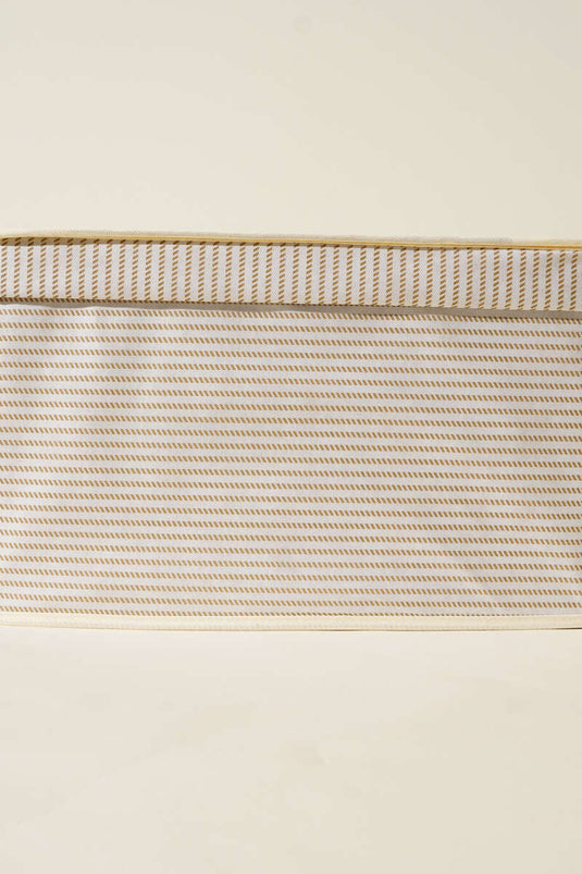 Çizgili Kapaklı Maxi Kutu Hurç Krem