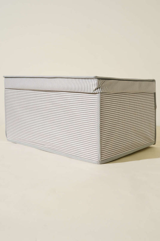 Striped Lid Mega Box Storage Bag Gray