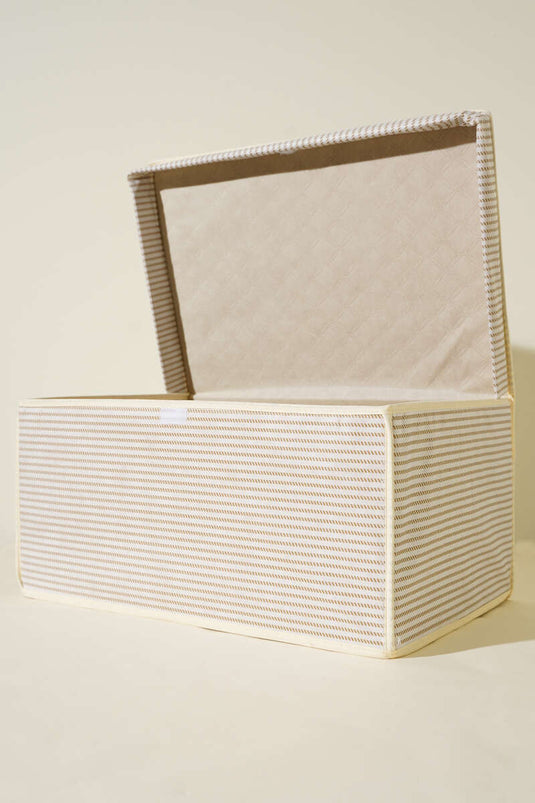 Striped Lid Mega Box Storage Bag Cream