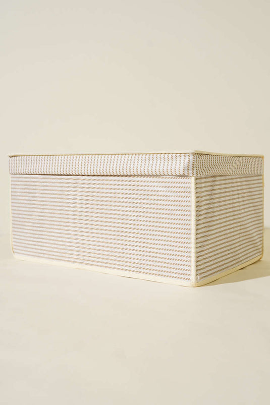 Striped Lid Mega Box Storage Bag Cream