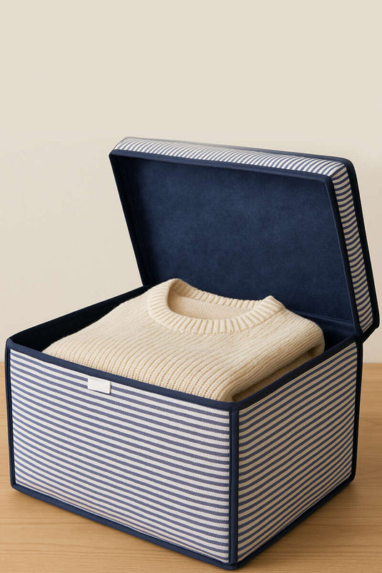Gestreepte deksel mini-box opbergtas marineblauw