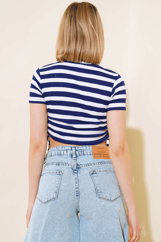 قميص داخلي مخطط قصير أزرق داكن