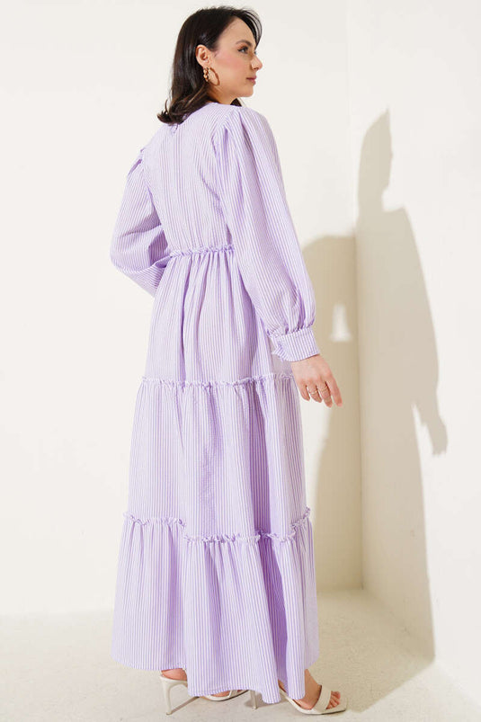 Striped Layered Dress Lilac