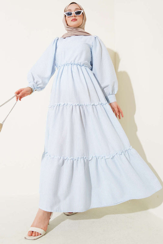 Striped Layered Dress Blue