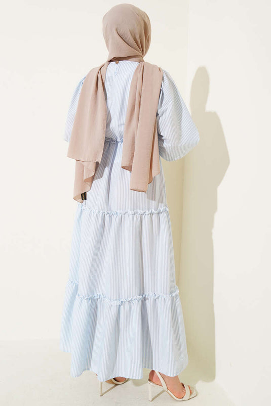 Striped Layered Dress Blue