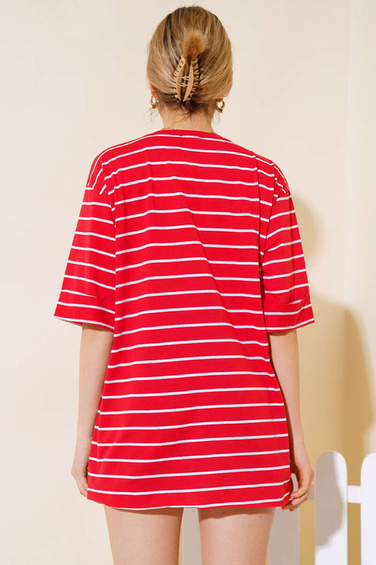 T-shirt rayé rouge