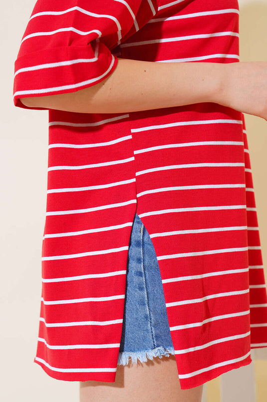 T-shirt rayé rouge