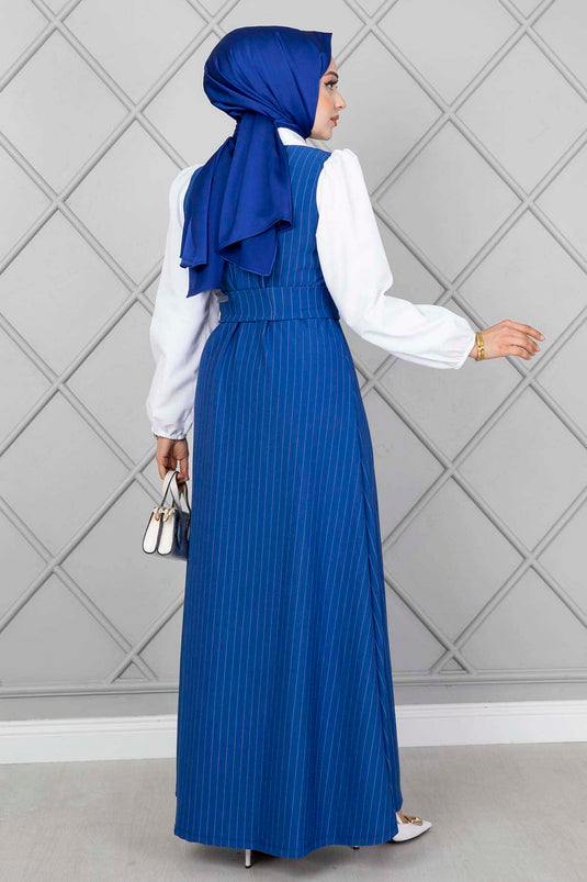 Robe Hijab élastique à manches rayées Saks