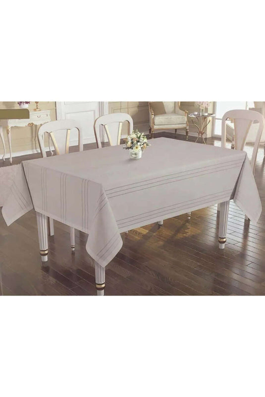 Gestreept tafelkleed grijs